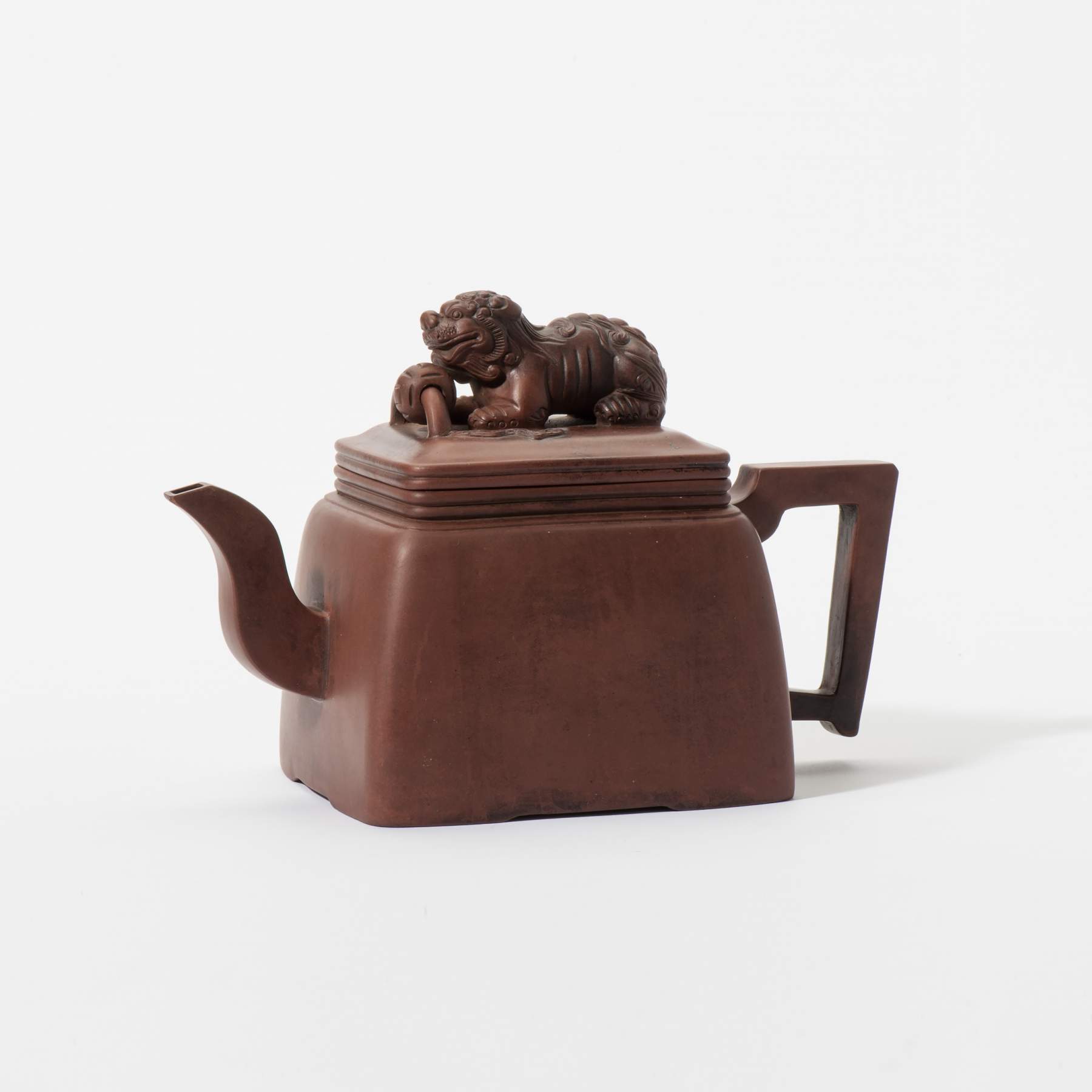 A large rectangular Yixing teapot with lid