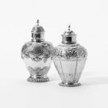 Two silver tea caddies with stoppers