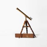 A large, brass refraction telescope by R. Mailhat  Paris, circa 1900 Signed R. Mailhat, 41 Bould.