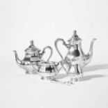 A curved, four-part silver coffee/tea set  Frankfurt am Main, 20th century Comprising a coffee pot