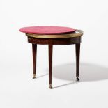 A circular mahogany Directoire 'table bouillotte'  France, circa 1800 With veined grey marble top