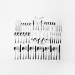 A canteen with silver cutlery Zeist, 1982, M.J. Gerritsen n.v. Comprising six sets of cutlery, six