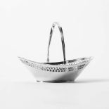 A silver pastry basket with hinged handle Gerardus Hendrikus Bouscholten, The Hague, 1816 Boat-