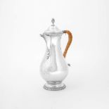 A silver George III coffee pot London, 1767, David Willaume The rim of the lid and foot with cable-