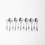 Six sets of smooth model silver dessert cutlery  Amsterdam, 1791, Hendrik Selling Single 'lof'.