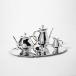 A five-part combined silver tea/coffee set The set German, maker's mark Het Huis van St. Eloy b.