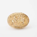 An oval gilt silver box Germany, circa 1730, 19th century hallmark The cast hinged lid with a