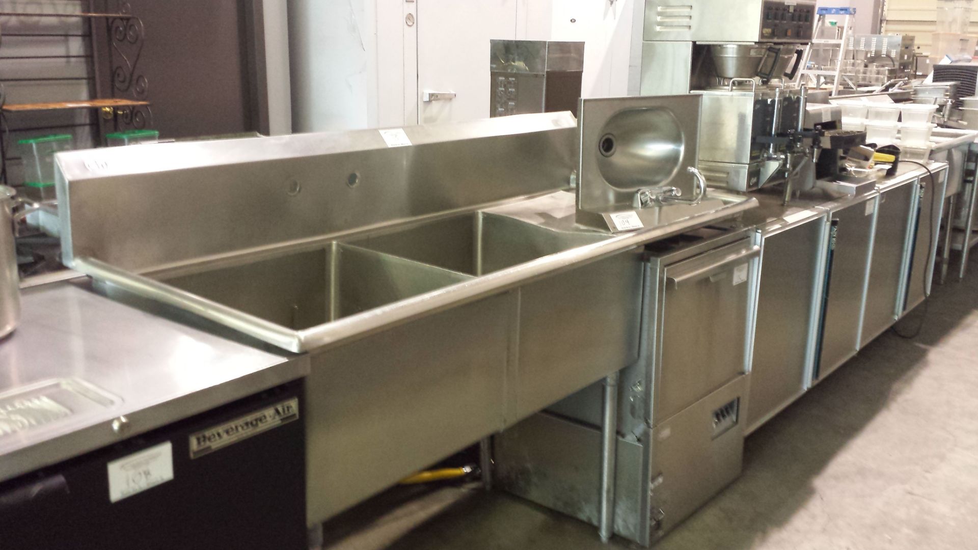 74 x 29" 2 well sink with right hand run off -  sinks are 24 x 24"