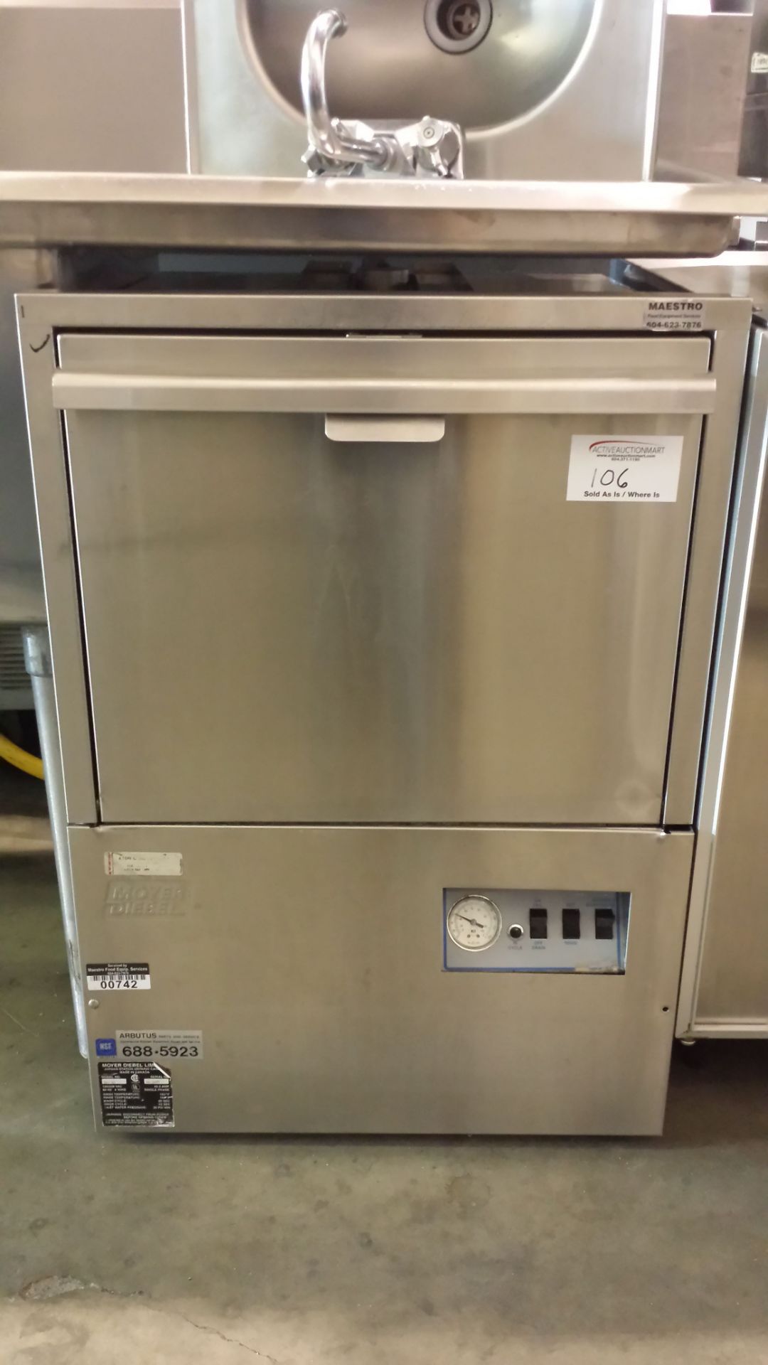 Moyer Diebel High Temp Undercounter Dishwasher                  Model 501HT single phase