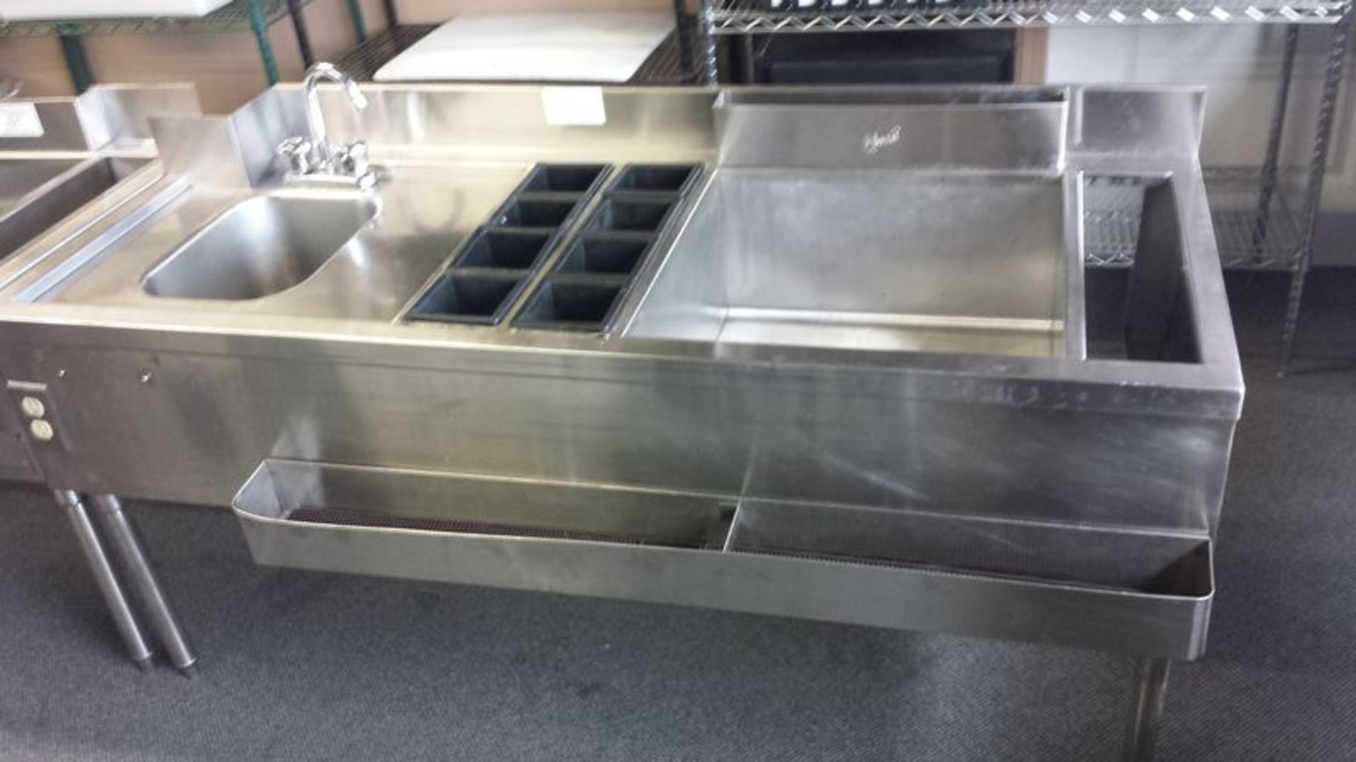 Quest 5 ft. stainless steel bar sink with bottle rail