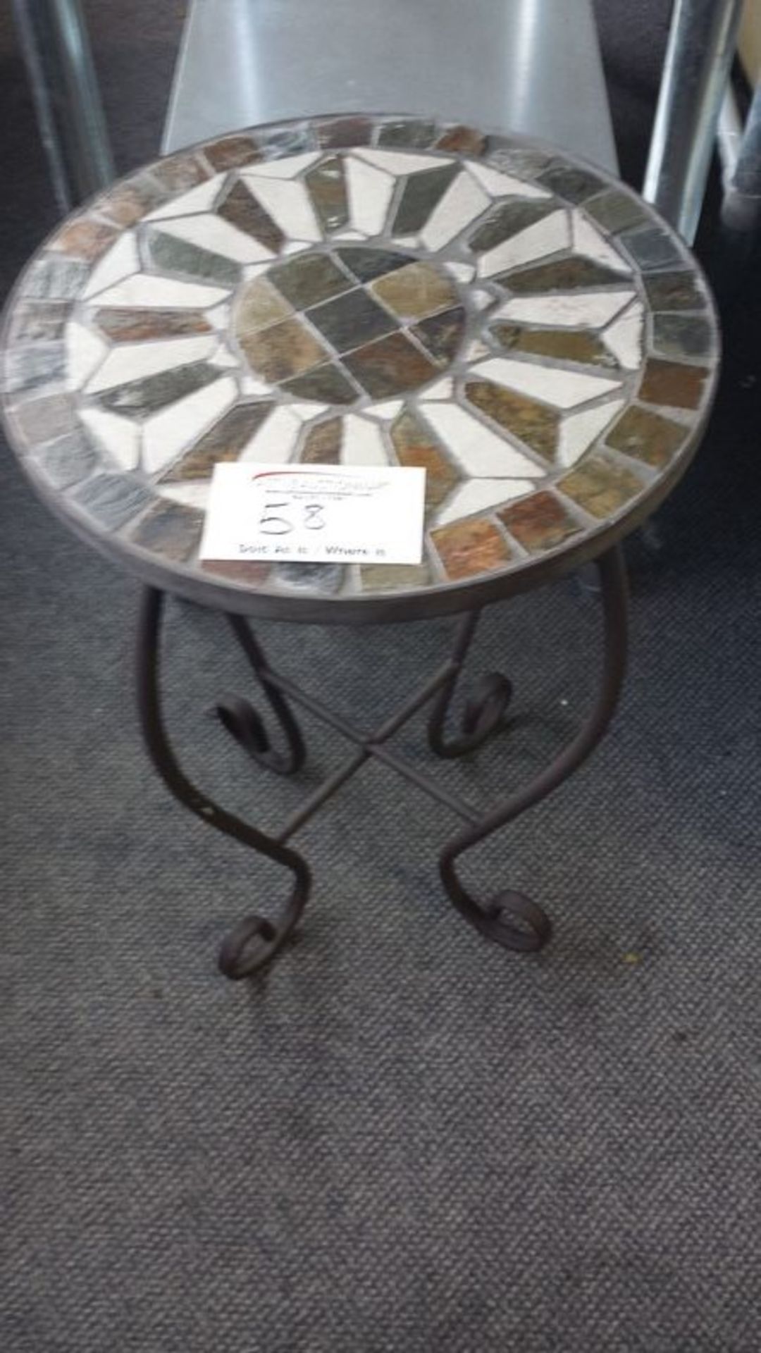 Small wrought iron tile top table