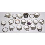 A quantity of "925" silver dress rings,