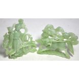 Two boxed Chinese carved hardstone figur