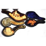 A late Victorian cased carved meerschaum