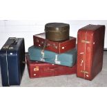 Six various vintage suitcases to include