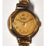 A Bentima ladies vintage gold plated wri