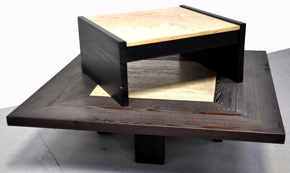 A large low square section coffee table