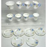 A Shelley part tea set WS0101, comprising six cups, six saucers, bowl and jug. CONDITION REPORT