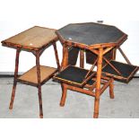 Two bamboo hall tables one of octagonal
