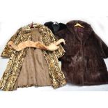 A ladies vintage musquash full length fur coat, a ladies vintage mink jacket, a further vintage full