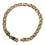 A ladies 9ct gold Italian bracelet, appr