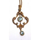 An Art Nouveau 15ct gold opal set pendan