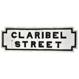 A cast iron street sign "Claribel Street