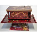 A reproduction Oriental red lacquer tabl