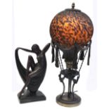 Two reproduction Art Deco style lamps, o