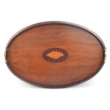 A Victorian mahogany oval tray with inla