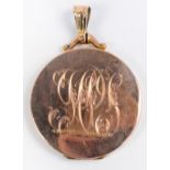 A 9ct rose gold circular locket pendant,