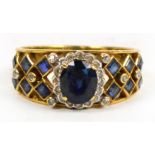 An 18ct yellow gold diamond and sapphire