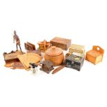 A collection of treen boxes, including a