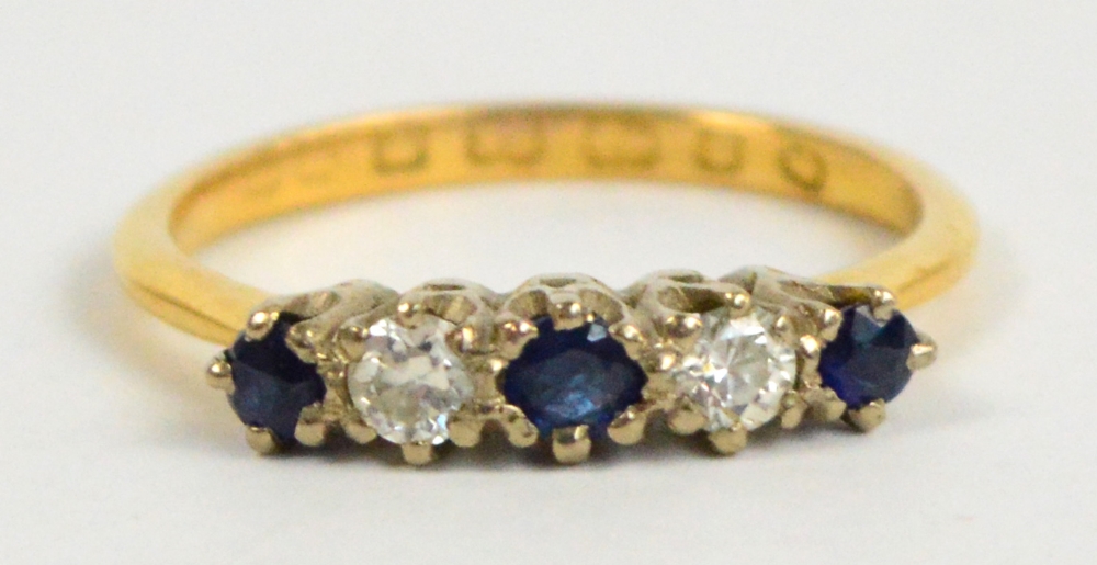 A 22ct yellow gold and five stone diamon