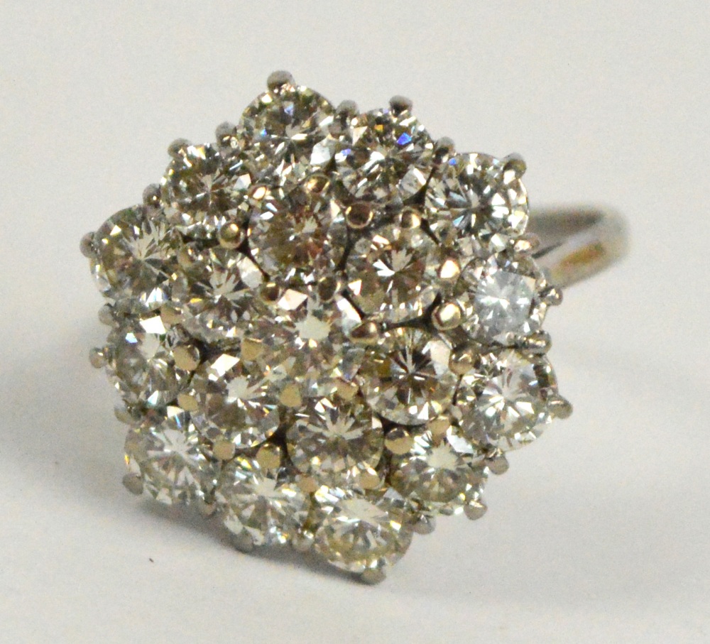 An 18ct white gold and diamond floral cl