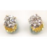A pair of 18ct gold diamond ear studs, e