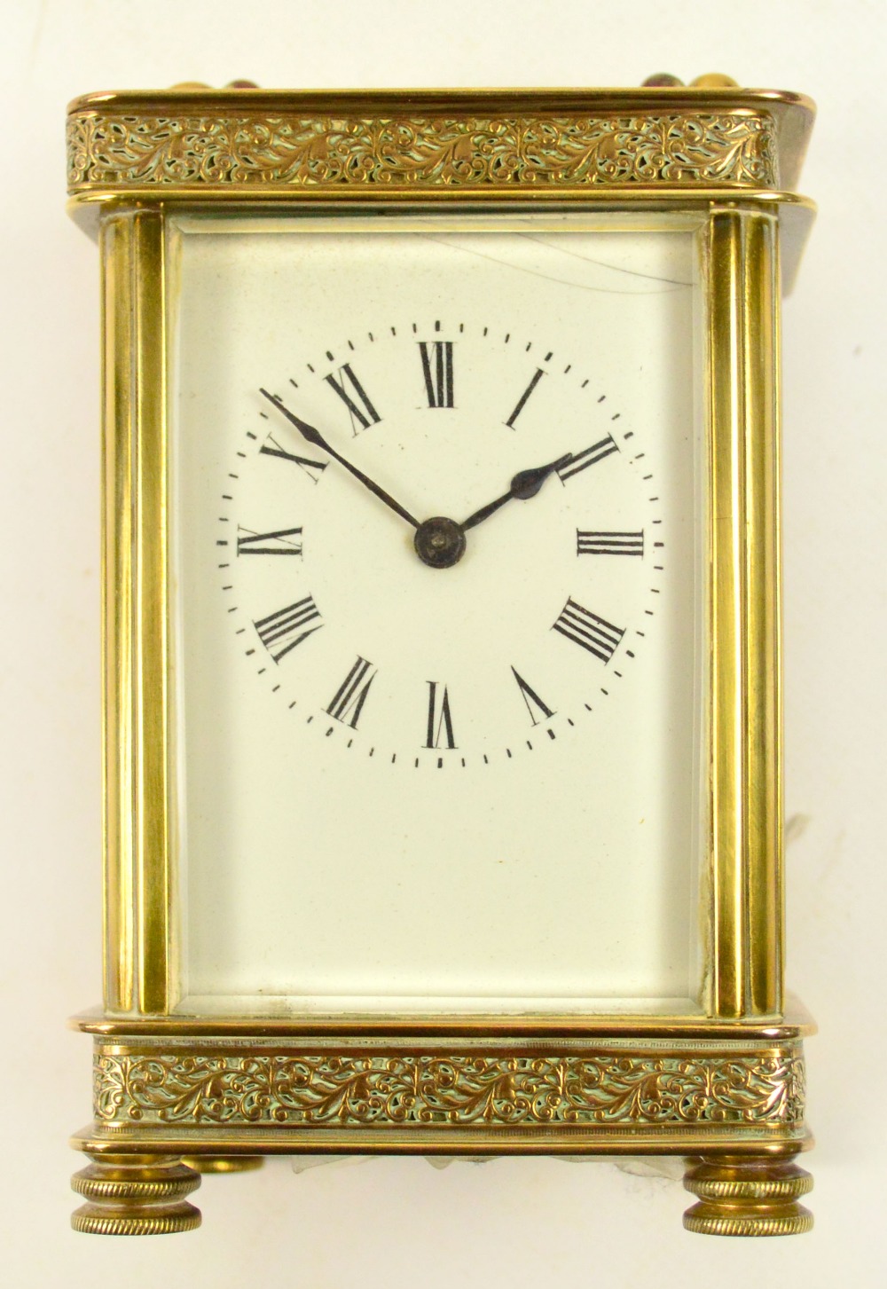 A c.1900 French brass cased carriage clo