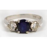 An 18ct white gold sapphire and diamond