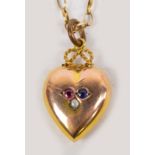 A 9ct yellow gold heart shaped pendant s