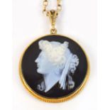 A circular cameo glass pendant set withi