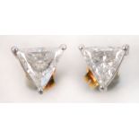 A pair of 18ct white and yellow gold tri