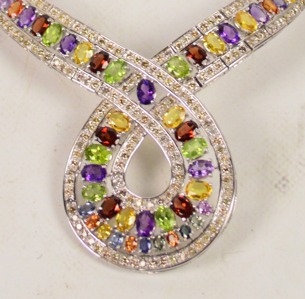 An 18ct white gold fancy diamond and gem - Image 2 of 2