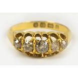 An 18ct yellow gold dress ring with five