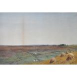 HENRY ALBERT HARTLAND (1840-1893); watercolour "A Bright Noon, Bog of Allen", a large expansive