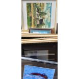 Approximately twenty prints, oils and watercolours relating to various themes to include landscape