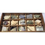 Approximately fifteen mineral & ore samples contained within an early 20th century specimen box, to