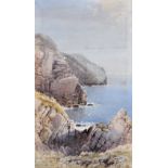 FREDERICK TUCKER (1880-1915); watercolour "Spanish Head, Isle of Man", coastal landscape, signed and