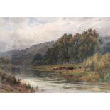 ALFRED POWELL (fl.1870-1901); watercolour "The Thames at Streatley", expansive river landscape