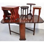 A drop leaf dining table, a nest of tables and three occasional tables (5).