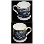 A late 19th century Coalport commemorative mug for Ironbridge, Shropshire, a pair of Shelley